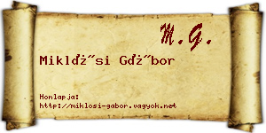 Miklósi Gábor névjegykártya